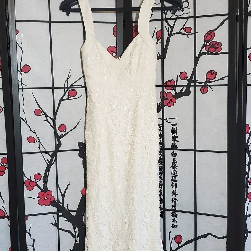 XS Petite Lulus Ivory Lace Fitted Wedding Gown